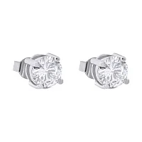 Сережки-гвоздики зі срібла з фіанітом - 1453919