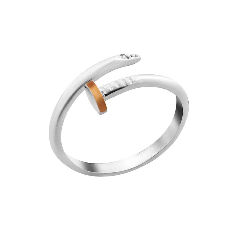 Серебряное кольцо Гвоздь с фианитом. Артикул 7201/384кР: цена, отзывы, фото – купить в интернет-магазине AURUM