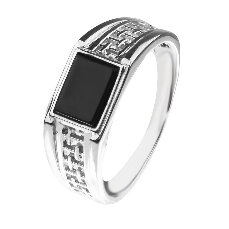 Перстень-печатка из серебра с ониксом. Артикул 7506/652р/170: цена, отзывы, фото – купить в интернет-магазине AURUM