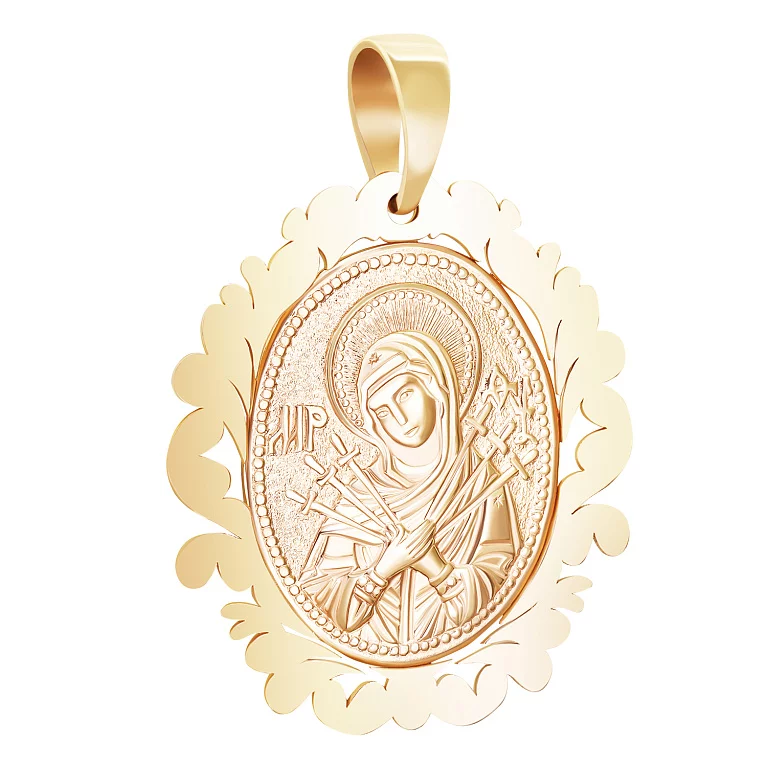 Ладанка из красного золота Богородица "Семистрельная". Артикул 3006151101: цена, отзывы, фото – купить в интернет-магазине AURUM