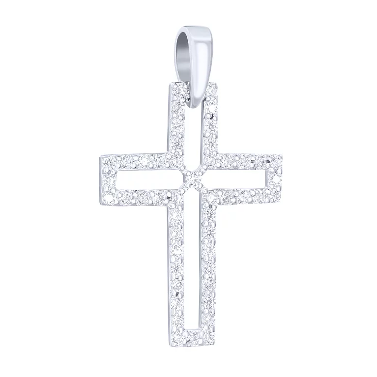Срібний декоративний хрестик з доріжкою фіаніту. Артикул 7504/74493б: ціна, відгуки, фото – купити в інтернет-магазині AURUM