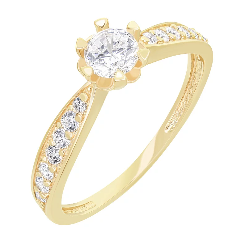 Золотое кольцо с фианитами для помолвки. Артикул КВ1492(м)и: цена, отзывы, фото – купить в интернет-магазине AURUM