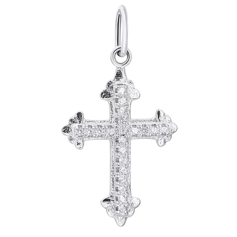 Декоративний срібний хрестик із доріжкою фіанітів . Артикул 7504/П2Ф/161: ціна, відгуки, фото – купити в інтернет-магазині AURUM