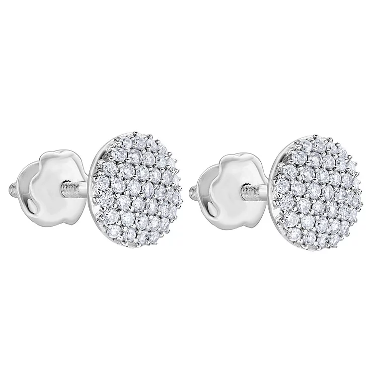 Золоті сережки-гвоздики з розсипом діамантів. Артикул С341303020б: ціна, відгуки, фото – купити в інтернет-магазині AURUM