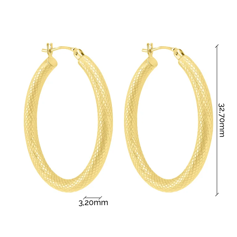 Серьги-кольца из желтого золота с узором - 2129779