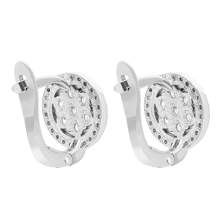 Серьги из серебра "Цветок" с фианитами - 1594185