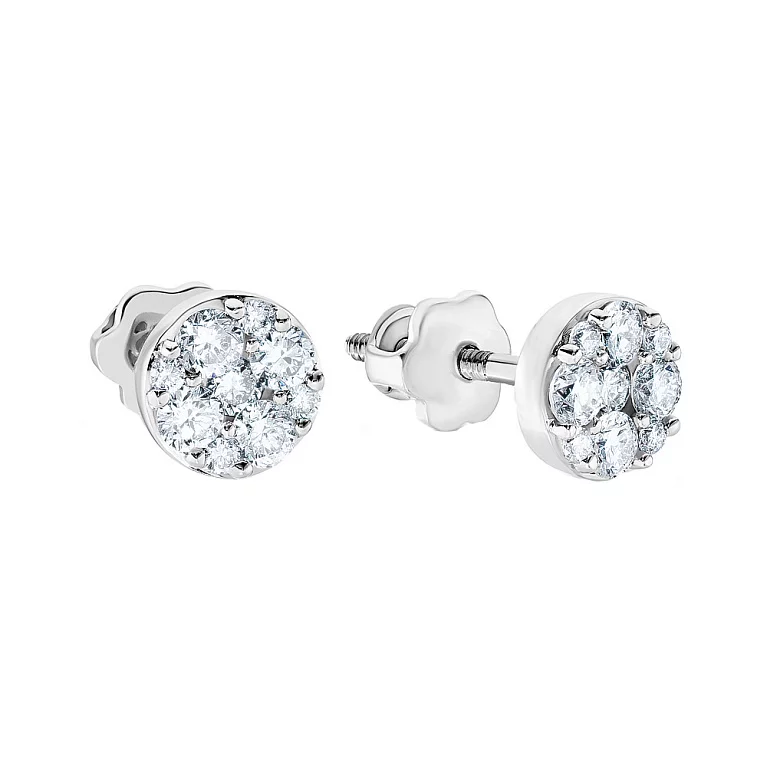 Золоті сережки-гвоздики з діамантами. Артикул С341249020б: ціна, відгуки, фото – купити в інтернет-магазині AURUM