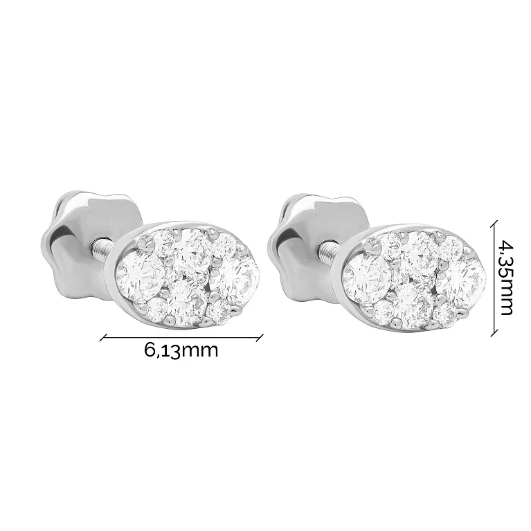 Сережки-гвоздики с бриллиантами в белом золоте - 1738516