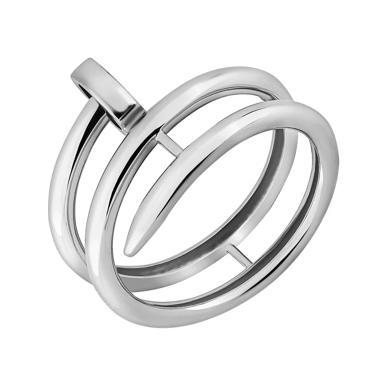 Потрійна каблучка "Цвях" з білого золота  - 2187435