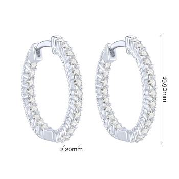 Сережки-кольца из серебра с фианитами - 2279899