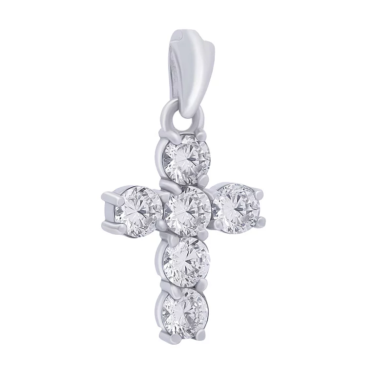 Декоративний хрест срібний з фіанітами. Артикул 7504/294мпР: ціна, відгуки, фото – купити в інтернет-магазині AURUM