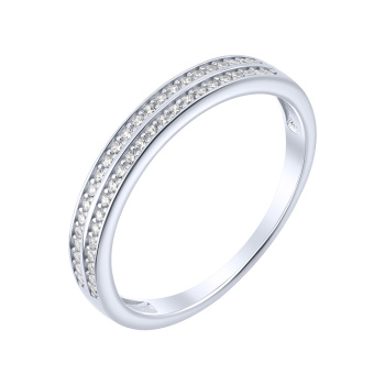Серебряное двойное кольцо 2 в 1 "Геометрия" с фианитами - 2260727