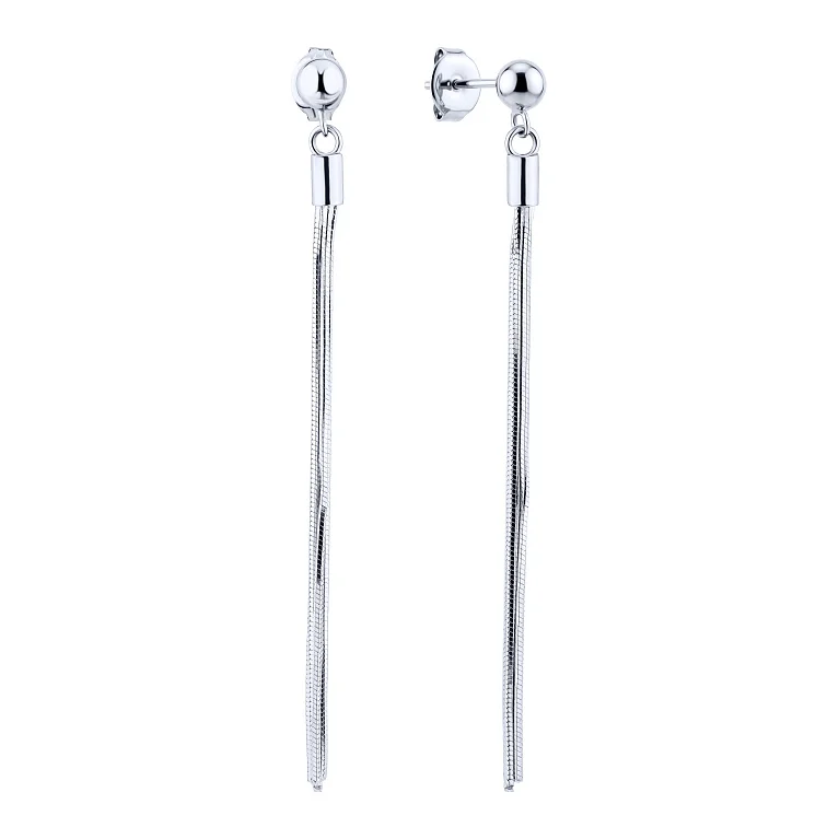 Срібні сережки-пусети "Кулі" з підвісами - 1983507