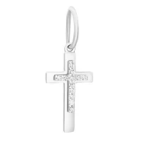 Декоративный крестик с фианитами в белом золоте - 1744536