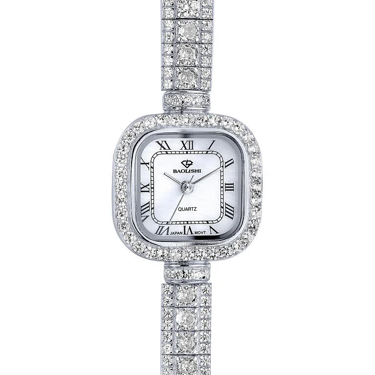 Годинник зі срібла з фіанітами плетіння ролекс - 2205926