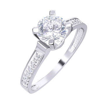 Серебряное кольцо с фианитами - 1535081