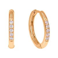 Сережки-кольца из красного золота с цирконием. Артикул 2108562101: цена, отзывы, фото – купить в интернет-магазине AURUM