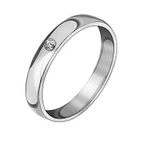 Обручальное кольцо в белом золоте с бриллиантом - 1973462