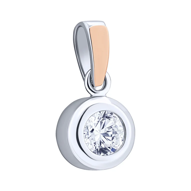 Подвес из серебра с накладкой из красного золота и фианитом - 2122929