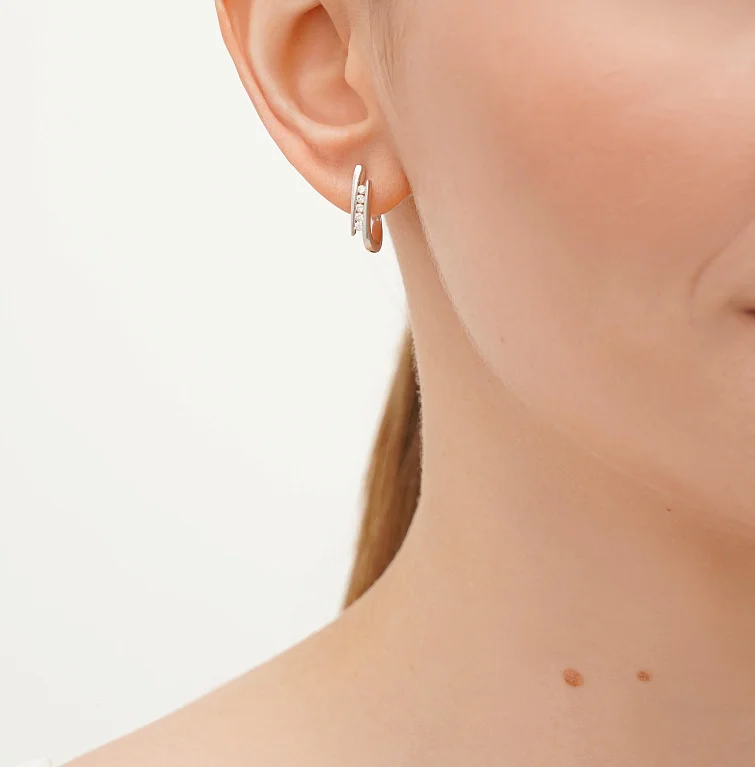 Серьги из белого золота с бриллиантами - 1670375