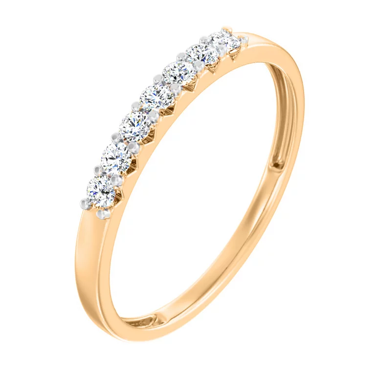 Кольцо из красного золота с дорожкой бриллиантов. Артикул К011124015: цена, отзывы, фото – купить в интернет-магазине AURUM