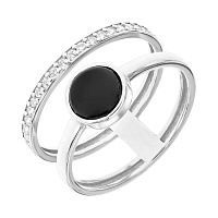 Двойное кольцо из белого золота с агатом и цирконием. Артикул 3к167/67б: цена, отзывы, фото – купить в интернет-магазине AURUM