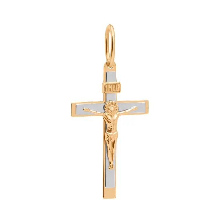 Крестик из комбинированного золота. Артикул 131044: цена, отзывы, фото – купить в интернет-магазине AURUM