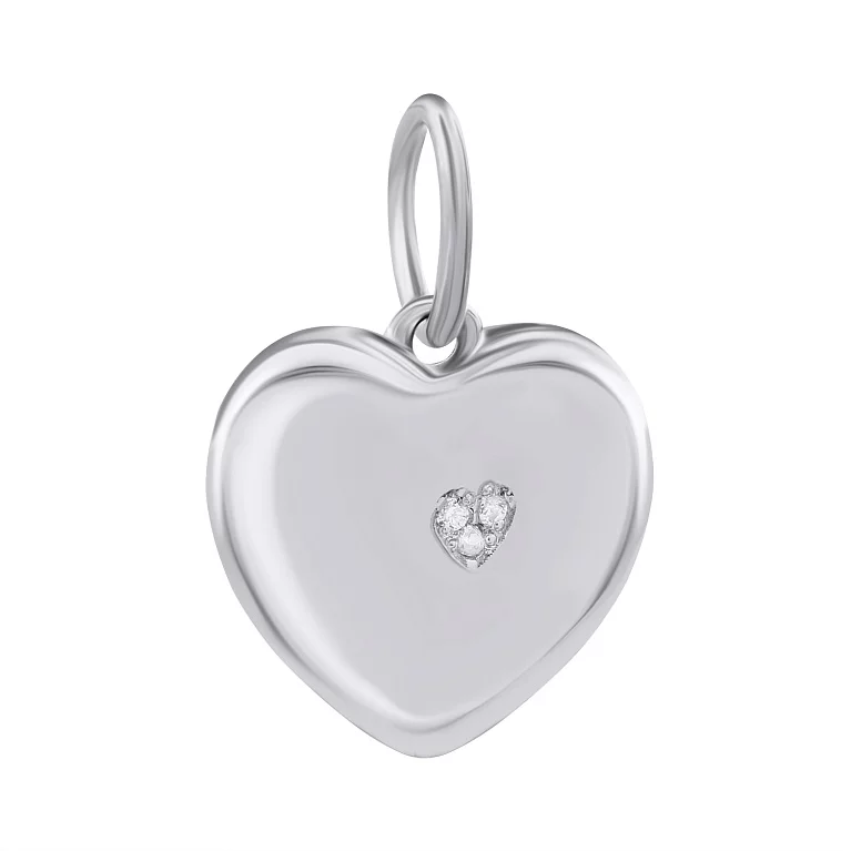 Подвеска серебряная с платиновым покрытием "Сердце". Артикул 7503/500795-КПл: цена, отзывы, фото – купить в интернет-магазине AURUM