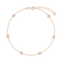 Браслет з червоного золота з кульками та алмазною гранню плетіння якір - 1698647