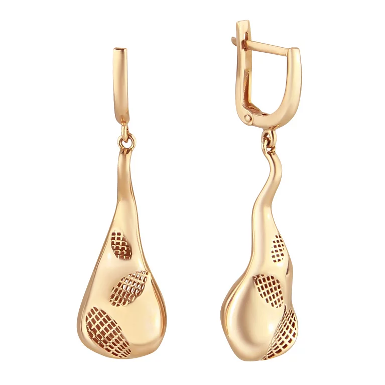 Золоті асиметричні сережки з підвісами. Артикул Fe-28: ціна, відгуки, фото – купити в інтернет-магазині AURUM