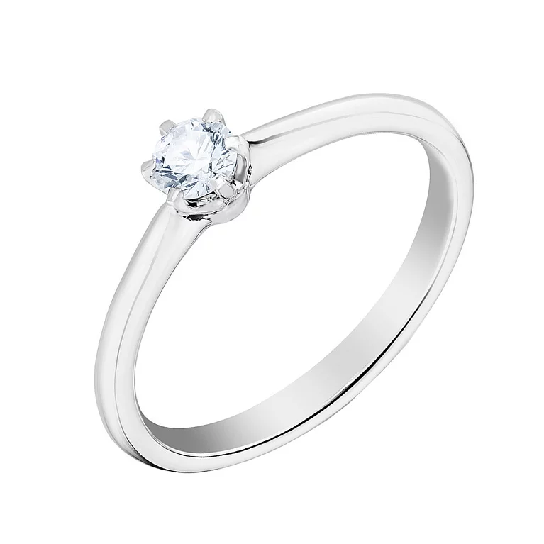 Кольцо в белом золоте для помолвки с бриллиантом. Артикул К341236020б: цена, отзывы, фото – купить в интернет-магазине AURUM