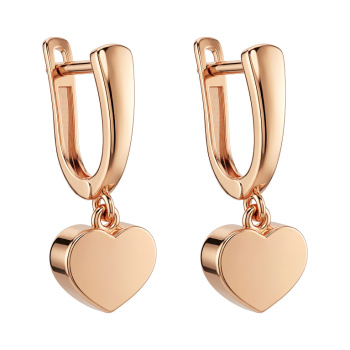 Серьги "Сердце" с подвесом из красного золота  - 2246600