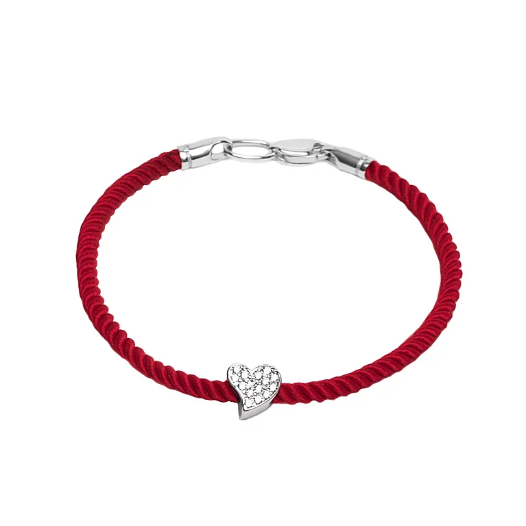 Браслет червона нитка з срібним замком Серце. Артикул 7309/4627: ціна, відгуки, фото – купити в інтернет-магазині AURUM