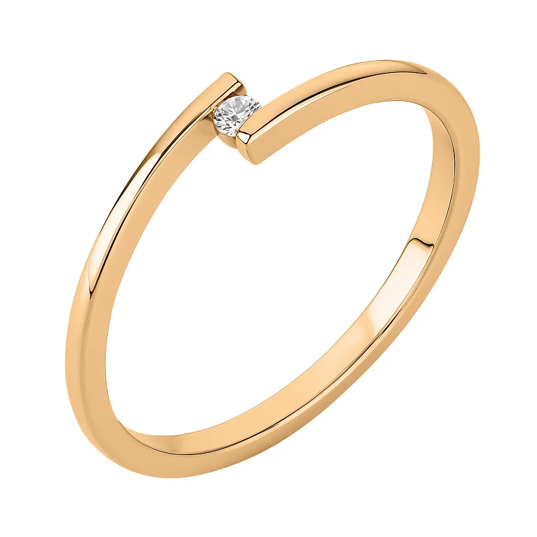 Каблучка у червоному золоті з діамантом - 2117277