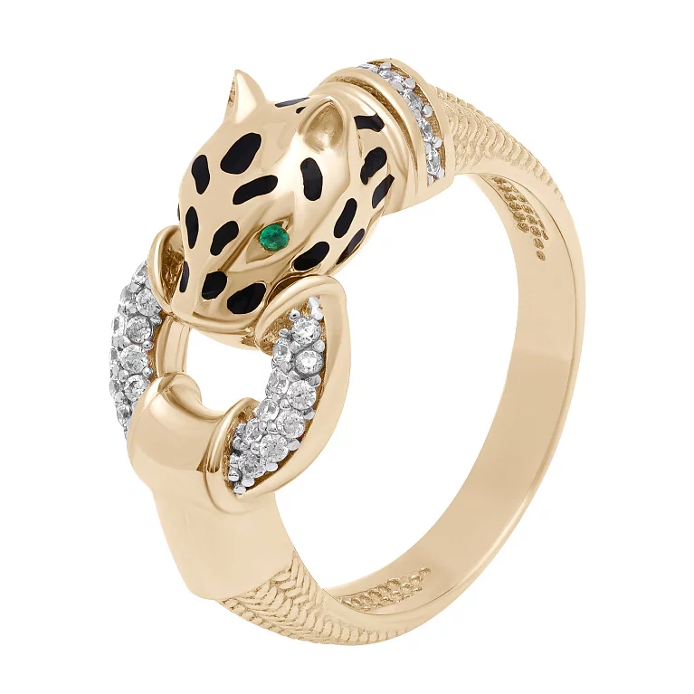Кольцо из красного золота "Пантера" с фианитами. Артикул 215223101wcz: цена, отзывы, фото – купить в интернет-магазине AURUM