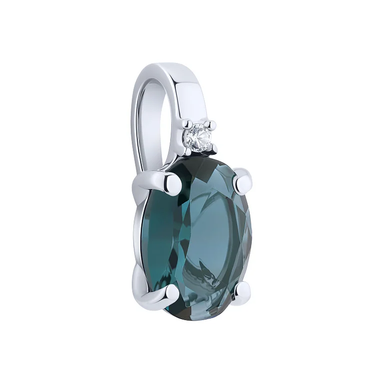Підвіс зі срібла з топазом лондон і фіанітом  - 2137787