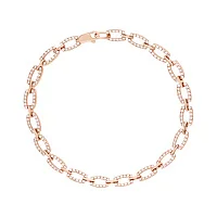 Браслет з фіанітами в червоному золоті плетіння фантазія - 2117864