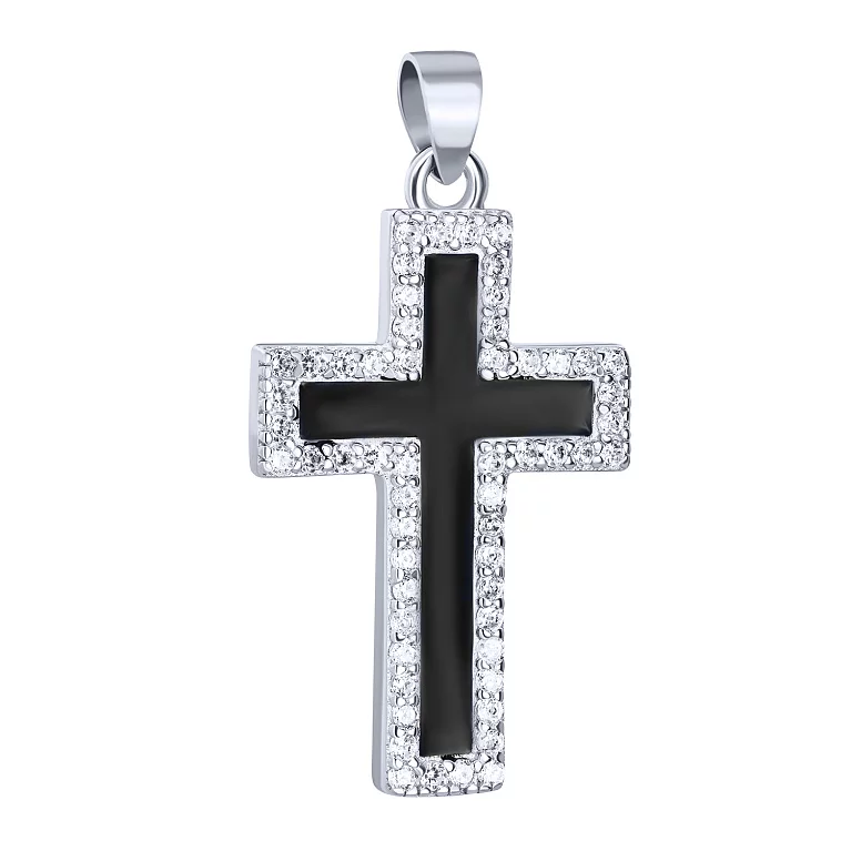 Декоративный серебряный крестик с эмалью и фианитами. Артикул 7504/2080626/92: цена, отзывы, фото – купить в интернет-магазине AURUM