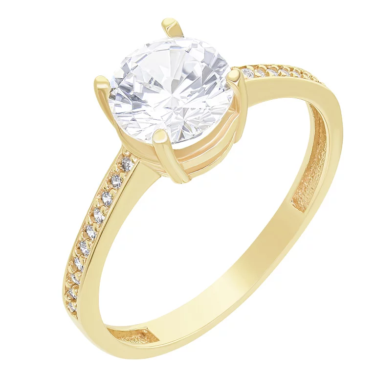 Золотое помолвочное кольцо с фианитами. Артикул КВ561и: цена, отзывы, фото – купить в интернет-магазине AURUM