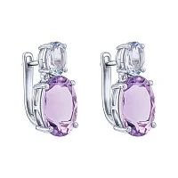 Сережки у сріблі з аметистом, топазом та фіанатами - 2021219
