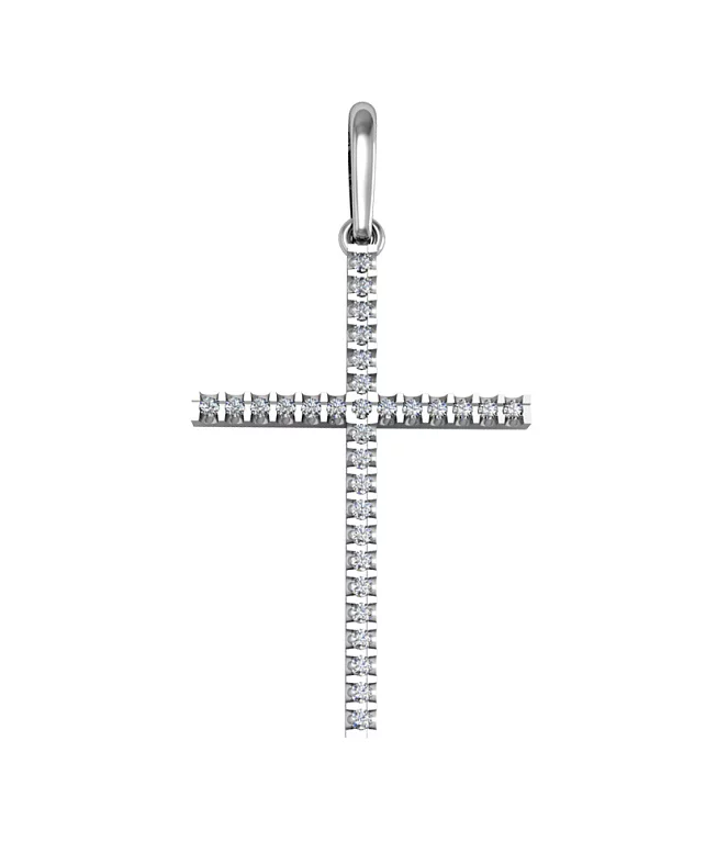 Хрестик з білого золота з діамантами. Артикул 1066-2: ціна, відгуки, фото – купити в інтернет-магазині AURUM