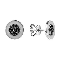 Сережки-гвоздики из белого золота с фианитами в стиле булгари - 1508910