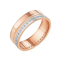 Кольцо обручальное из комбинированного золота с фианитами - 2071585
