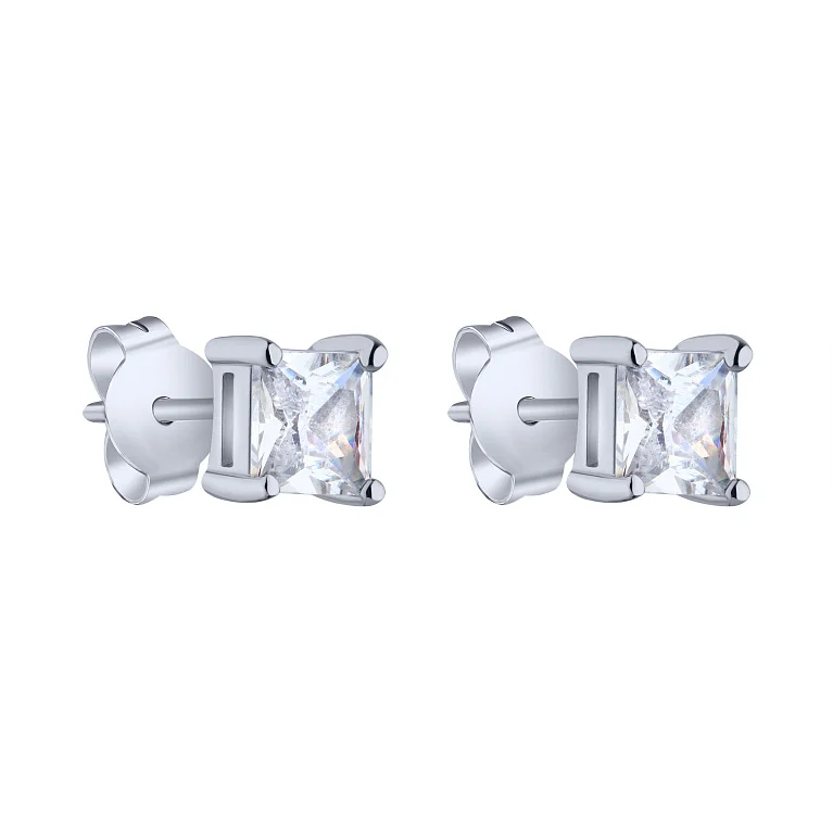 Сережки-пусети "Геометрія" зі срібла з фіанітом - 2187345