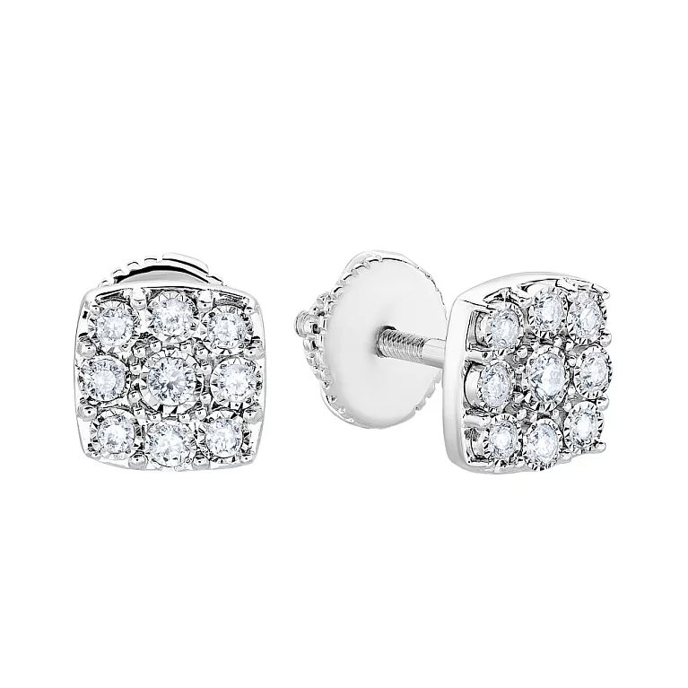 Сережки-гвоздики в білому золоті з діамантами. Артикул С341308020б: ціна, відгуки, фото – купити в інтернет-магазині AURUM