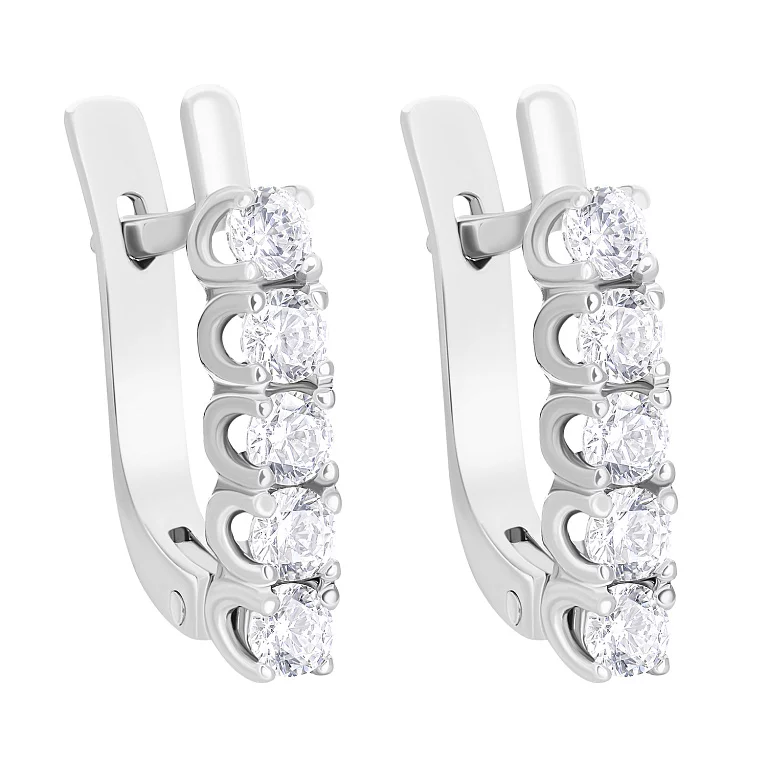 Сережки з фіанітами срібні. Артикул 7502/с095/1: ціна, відгуки, фото – купити в інтернет-магазині AURUM