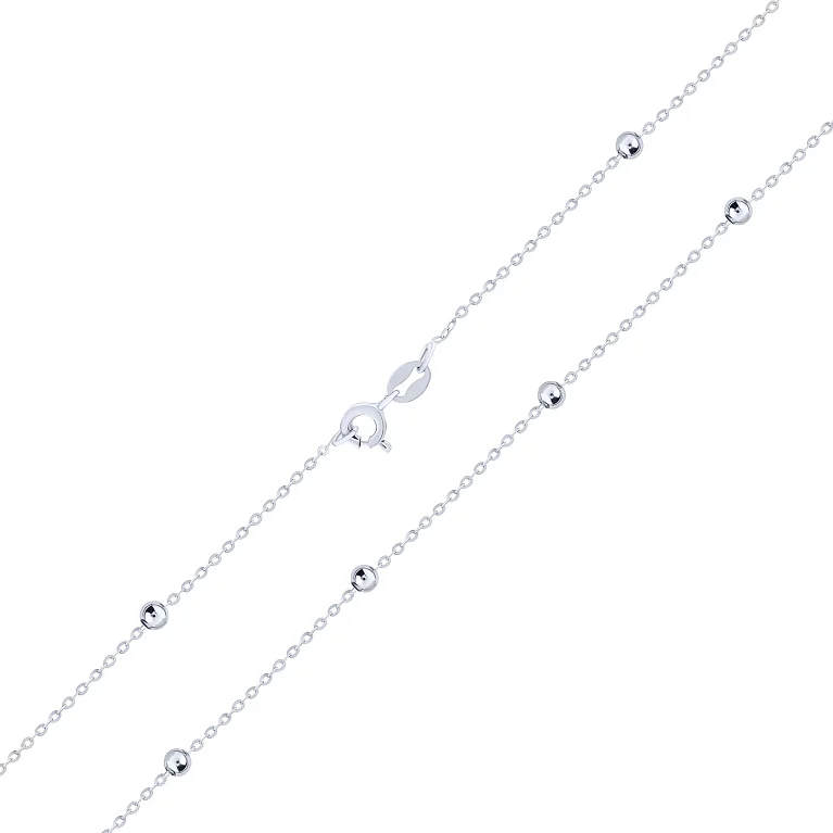 Колье с шариками из серебра в якорном плетении  - 2129577