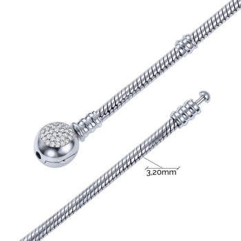 Серебряный браслет "Геометрия" с фианитами плетение снейк - 2285809