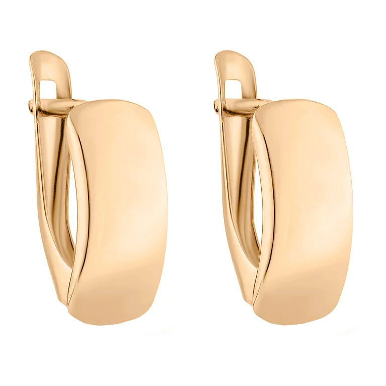 Широкі золоті сережки у стилі мінімалізм. Артикул 120600: ціна, відгуки, фото – купити в інтернет-магазині AURUM