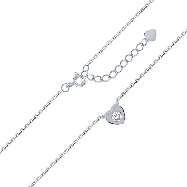 Кольє з підвісом "Серце" з фінітами у якірному плетінні - 2129660 Кольє з підвісом "Серце" з фінітами у якірному плетінні - 2129660